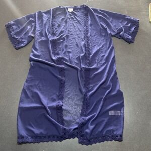 LulaRoe Monroe Lace Trim Kimono Cover-up Royal Blue Sheer Size Small